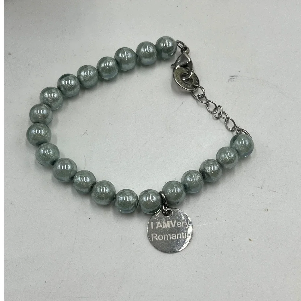 Antica‎ Murrina Venezia Gray Pearl Murano Glass I am Very Romantic Bracelet